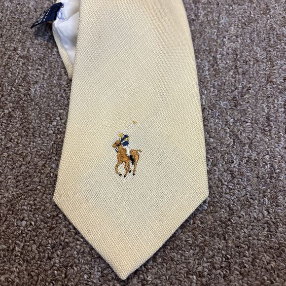 Vintage Saks Fifth Avenue Polo Ralph Lauren Neck Tie 100% Linen Youth Handmade - Picture 2 of 8